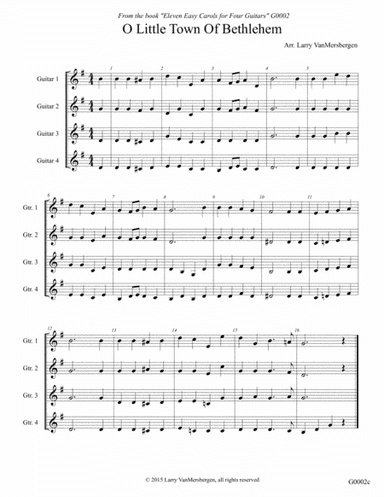 O Little Town Of Bethlehem for four guitars