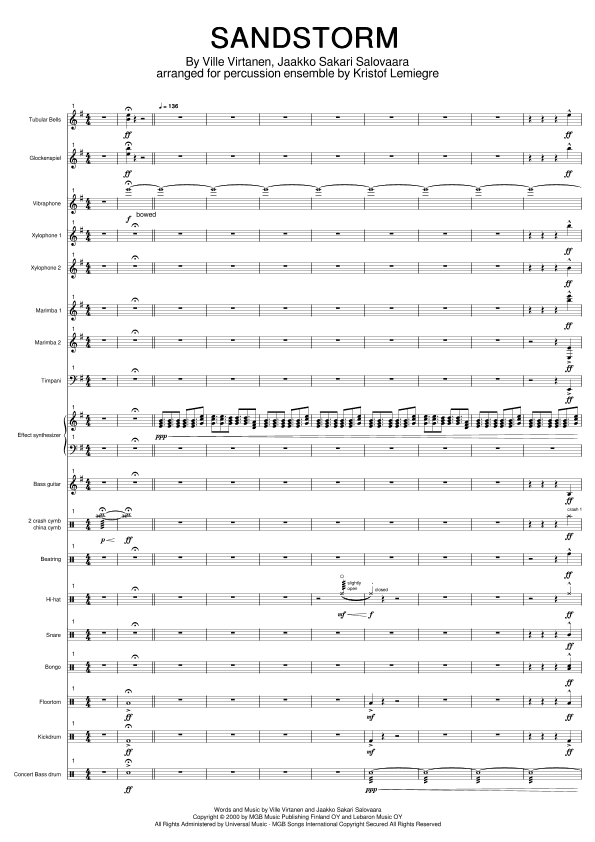 Sandstorm (arr. Kristof Lemiegre)