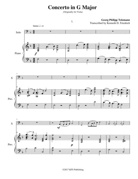 Telemann Viola Concerto in G (arr. Kenneth D. Friedrich)