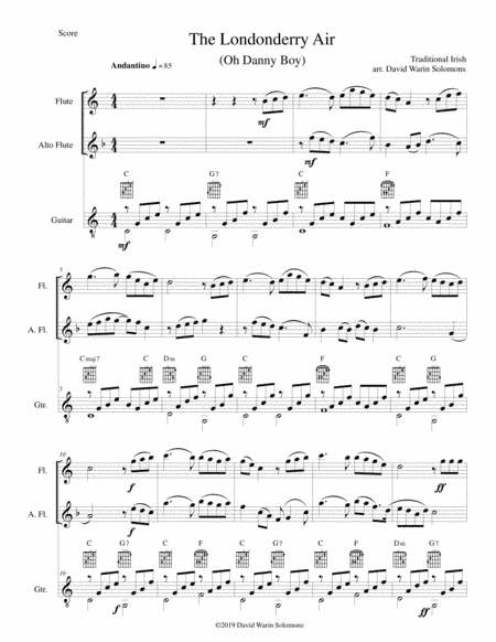 The Londonderry Air (Oh Danny Boy) for flute, alto flute and guitar (arr. David Warin Solomons)