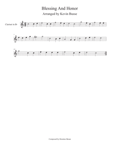 Blessing and Honor (Easy key of C) - Clarinet (arr. Kevin Busse)