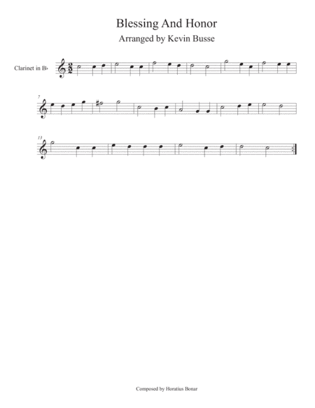 Blessing and Honor (Easy key of C) - Clarinet (arr. Kevin Busse)