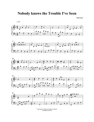 Nobody Knows the Trouble I've Seen (arr. Cynthia A. Boener)