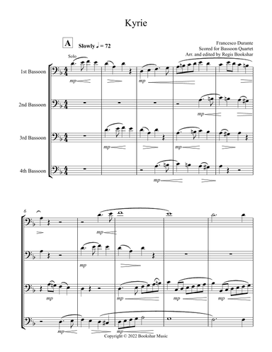 Kyrie (Durante) (Bassoon Quartet) (arr. Regis Bookshar)