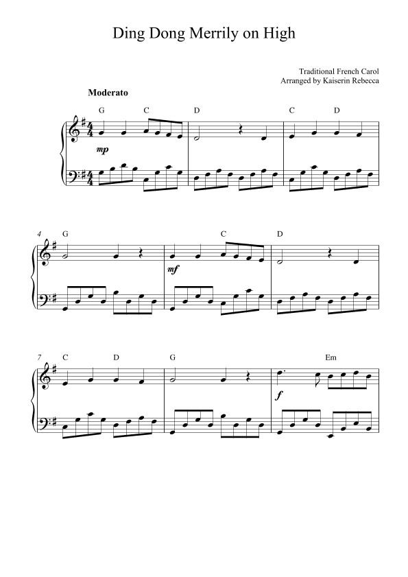 Ding Dong Merrily on High (arr. Kaiserin Rebecca)