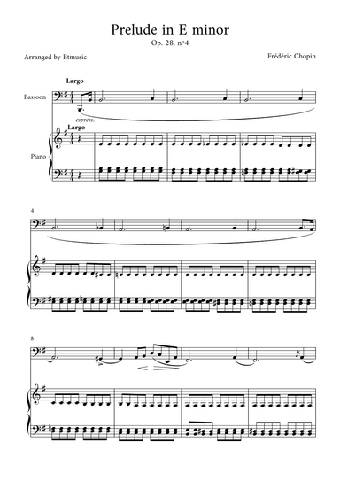 Prelude in E minor (Op. 28, n.4) - Bassoon and Piano (arr. BTmusic)