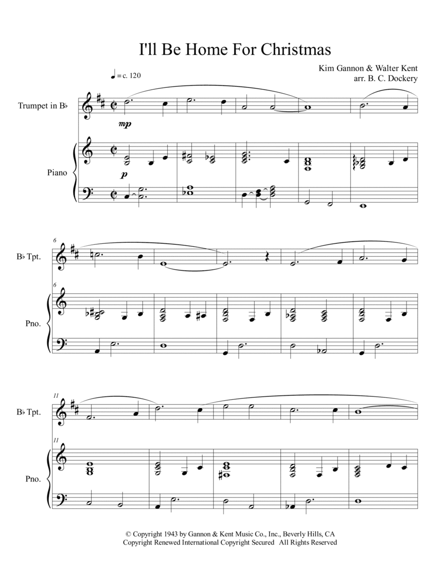 I'll Be Home For Christmas (arr. B. C. Dockery)