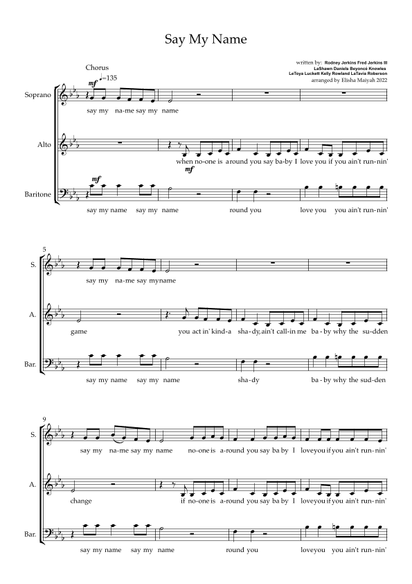 Say My Name (arr. Elisha Maiyah)