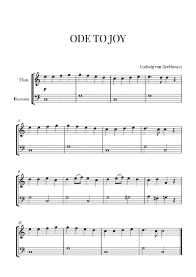 Beethoven - Ode to Joy (for Flute and Bassoon) (arr. Cadenza Editions)