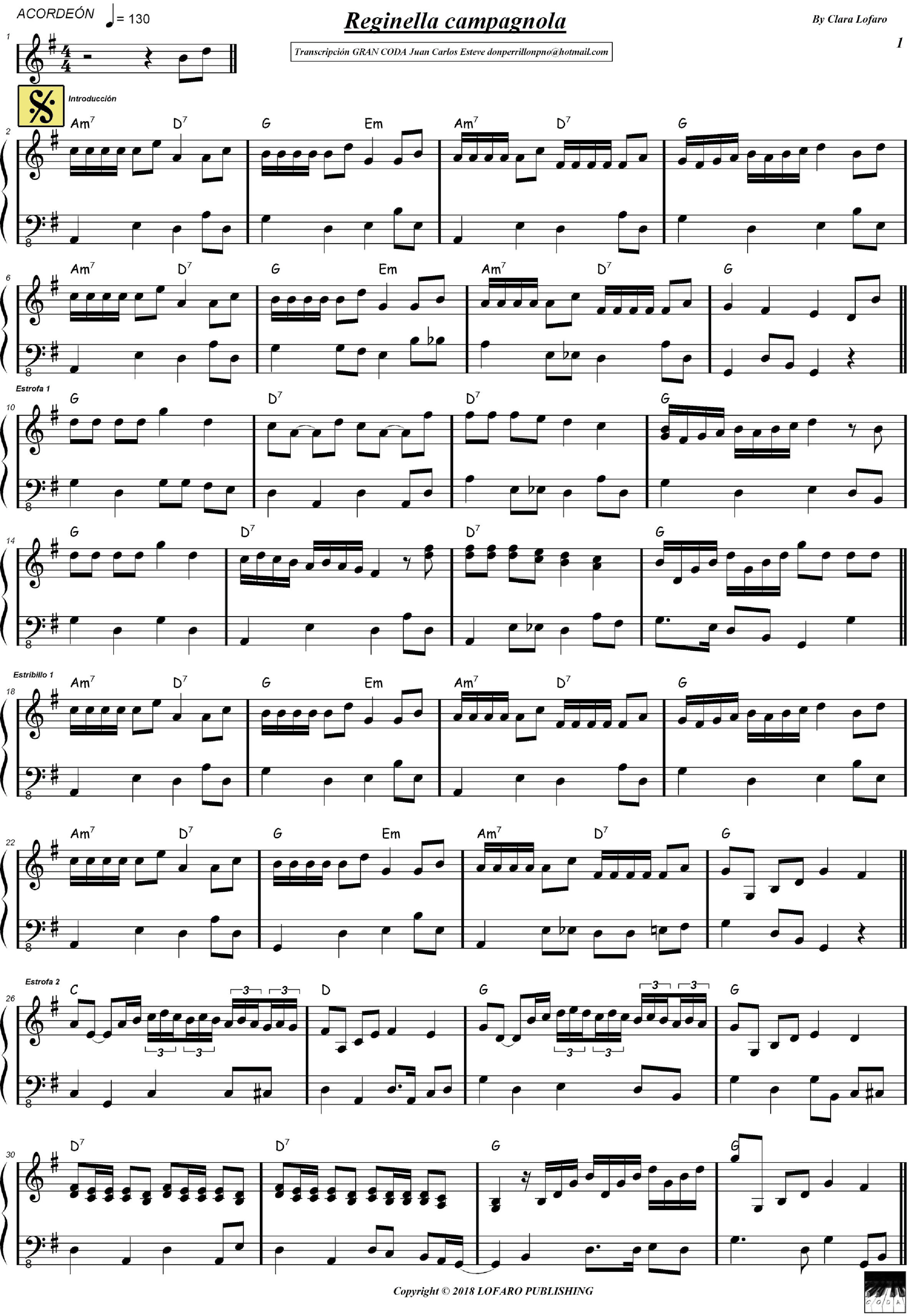 Daddy S Song / Reginella Campagnola (arr. juan carlos esteve / Gran Coda)