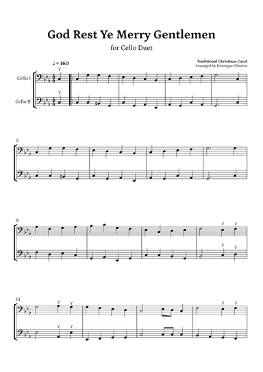 God Rest Ye Merry Gentlemen (Cello Duet) - Beginner Level (arr. Henrique Oliveira)