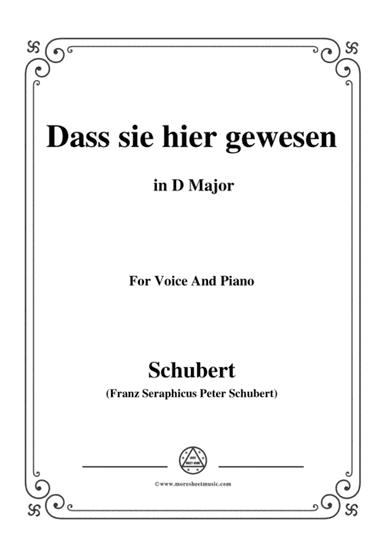 Schubert-Dass sei hier gewesen,in D Major,Op.59,No.2,for Voice and Piano (arr. MSM)