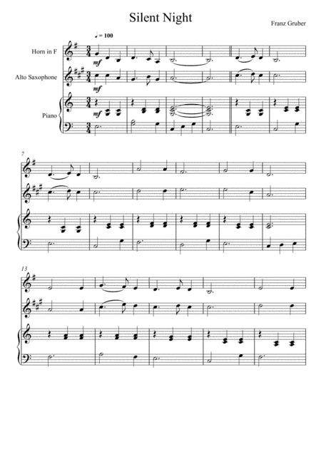 Franz Gruber - Silent Night (Horn in F and Alto Saxophone Duet) (arr. André Laitano)