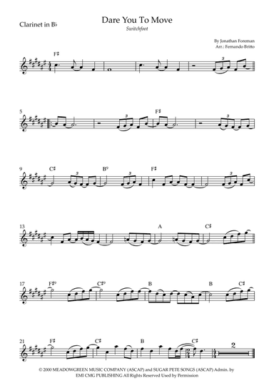 Dare You To Move (arr. Fernando Britto)