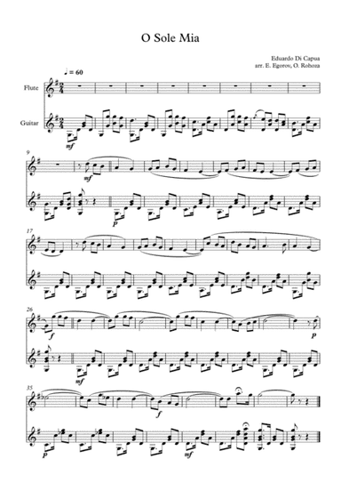 O Sole Mio, Eduardo Di Capua, For Flute & Guitar