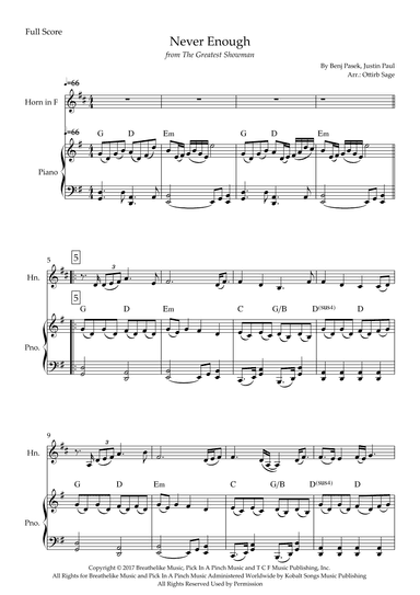 Never Enough (arr. Ottirb Sage)