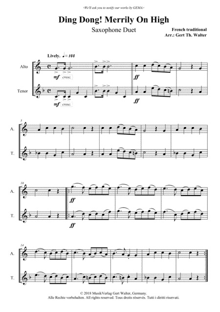 Ding Dong! Merrily On High (arr. Gert Th. Walter)