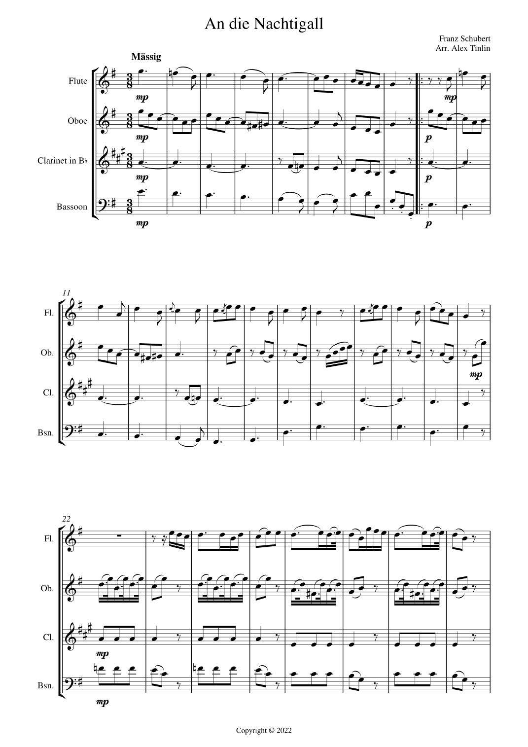 An die Nachtigall (arr. Alex Tinlin)