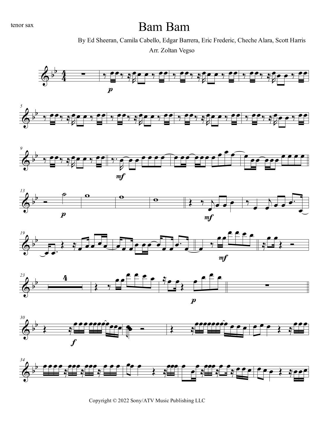 Bam Bam (arr. Zoltan Vegso)