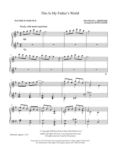 This Is My Father's World (arr. Kurt Kaiser)