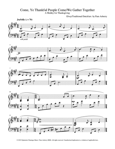 Thanksgiving Medley: Come, Ye Thankful People, Come/We Gather Together (arr. Pam Asberry)