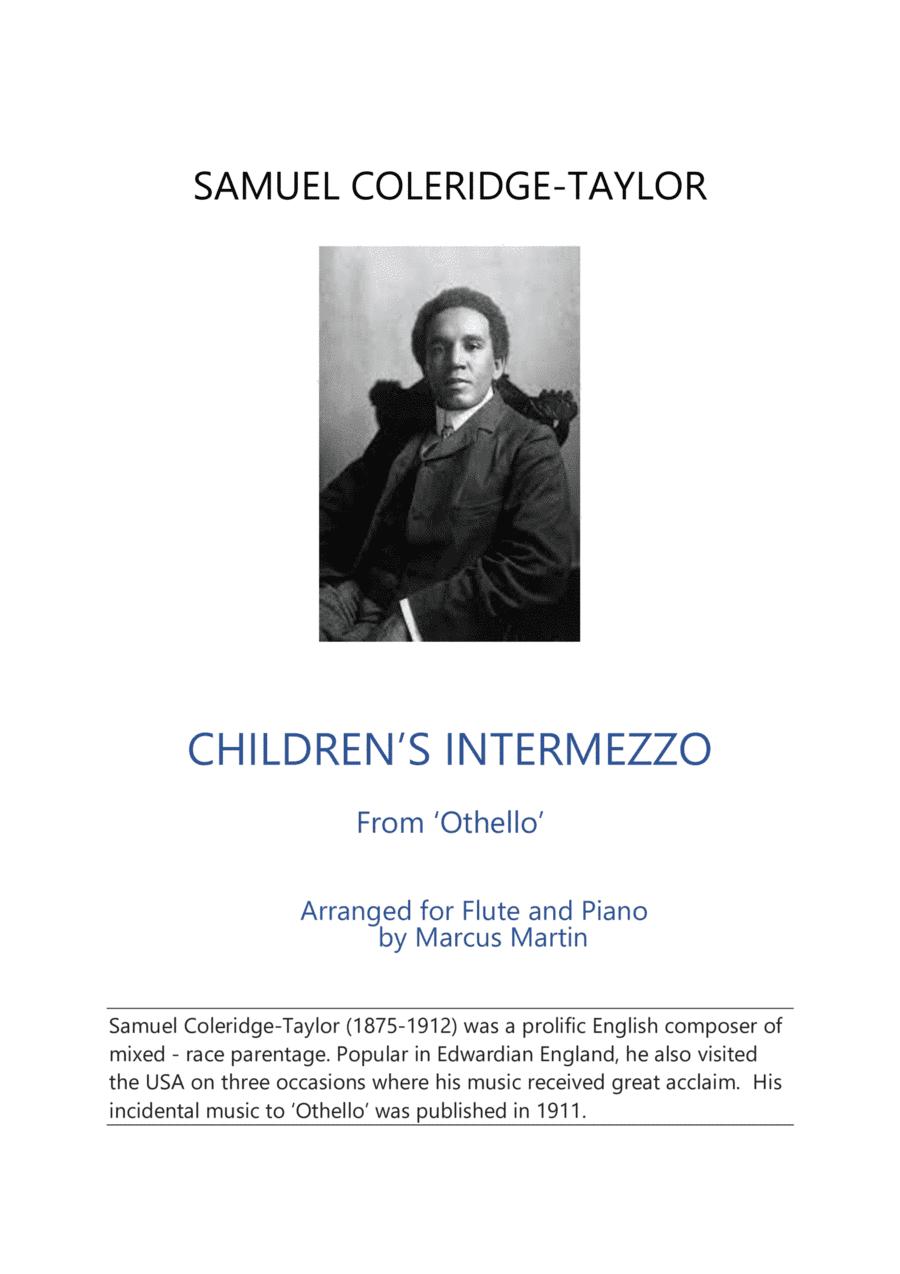 Children's Intermezzo from 'Othello' by S. Coleridge-Taylor for Flute & Piano (arr. Marcus Martin)