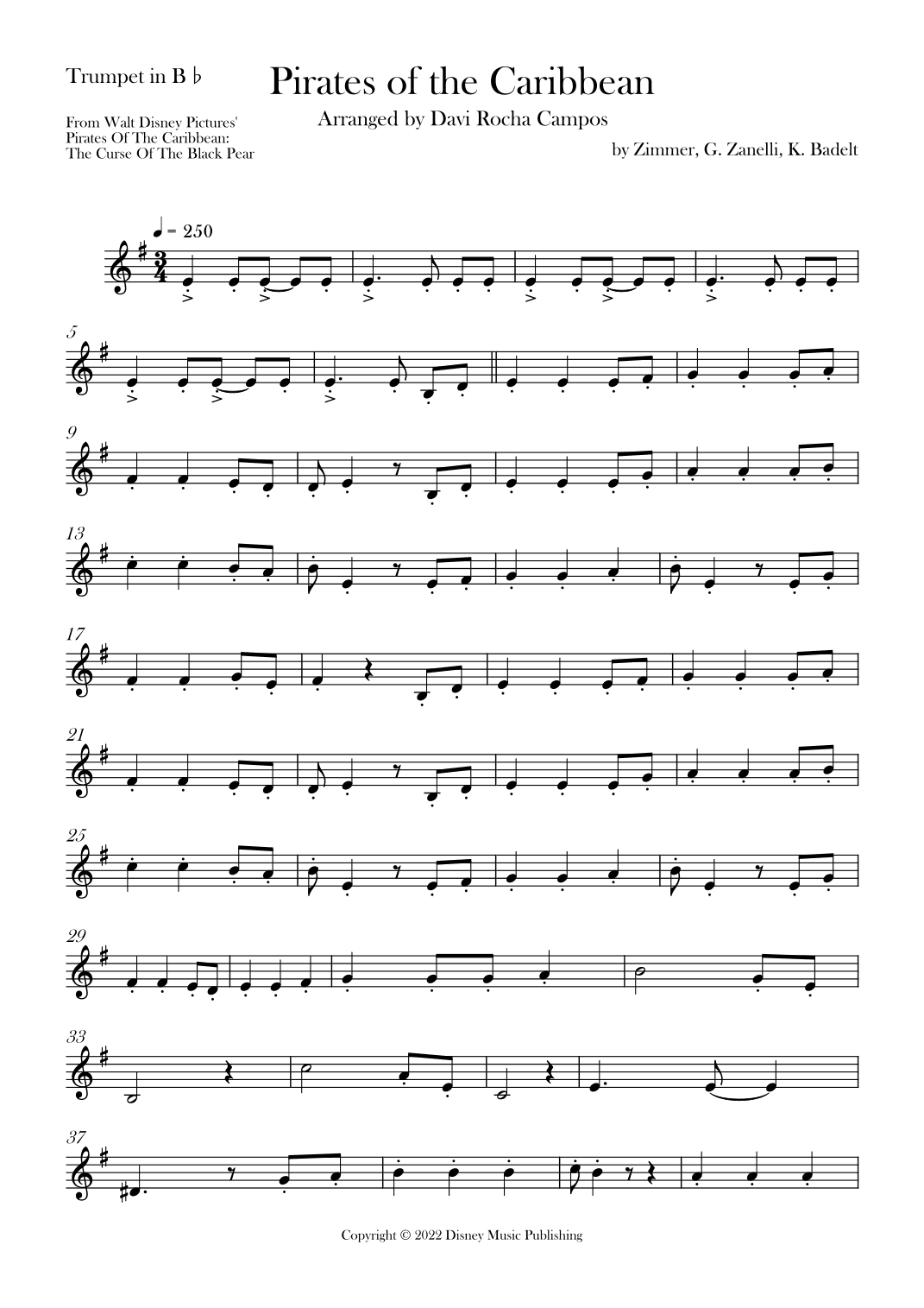 Pirates Of The Caribbean (arr. Davi Rocha Campos)