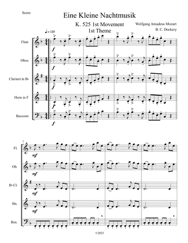 Eine Kleine Nachtmusik (A Little Night Music) for Woodwind Quintet (arr. B. C. Dockery)
