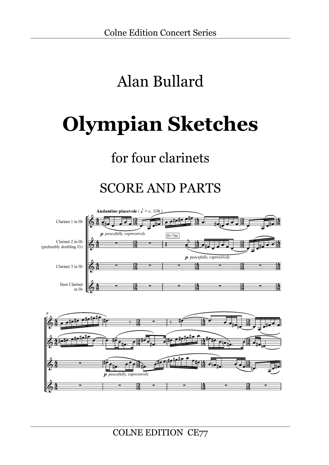 Olympian Sketches (for four clarinets)