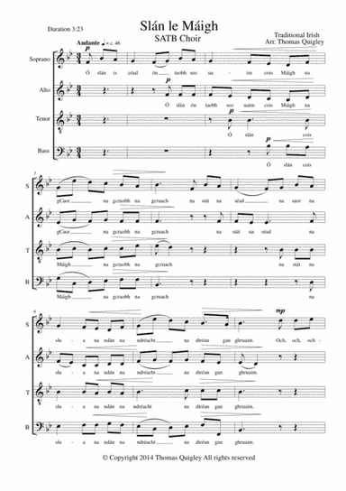 Slán le Máigh (arr. Thomas Quigley)
