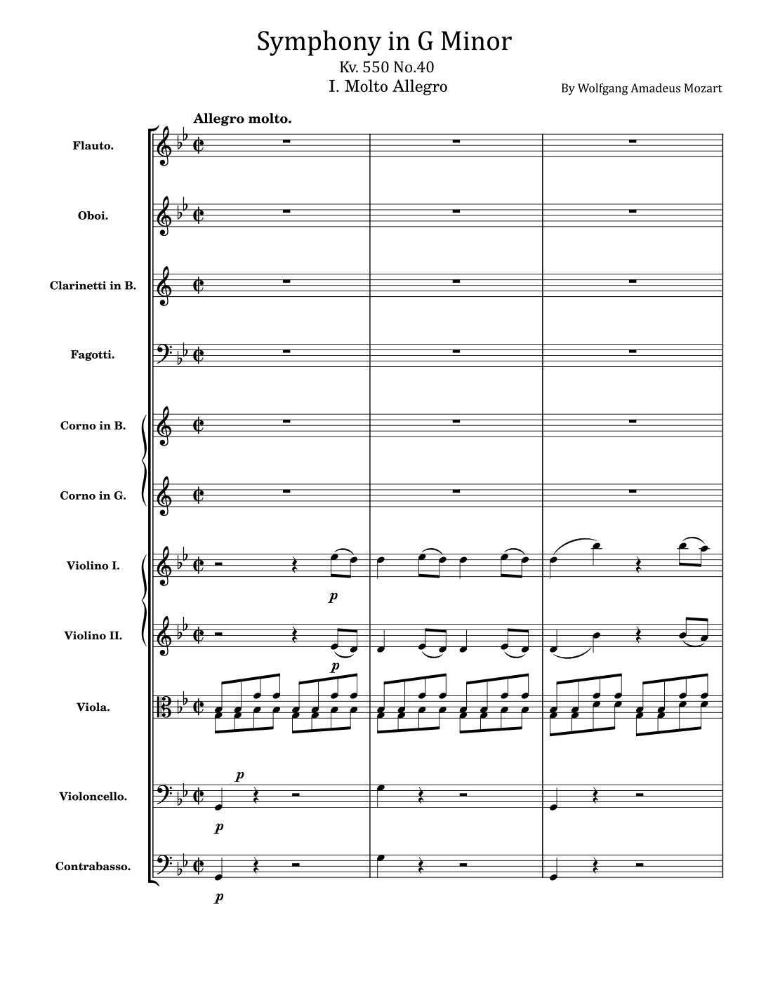 Mozart: Symphony in G Minor - Kv. 550 No.40 - "I. Molto Allegro" Full Orchestra Original (arr. poon)