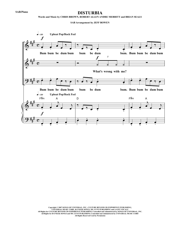 Disturbia (arr. Jeffrey Bowen)