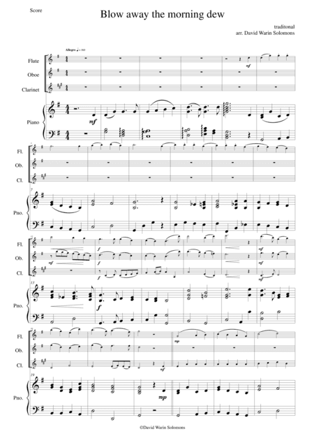 Blow away the morning dew for wind trio and piano (arr. David Warin Solomons)