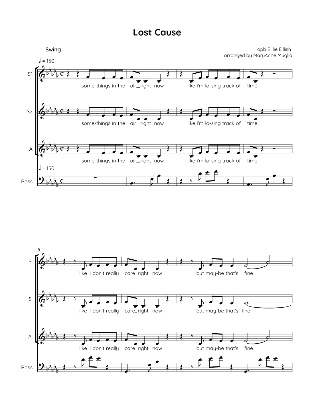 Lost Cause (arr. MaryAnne Muglia Smith)