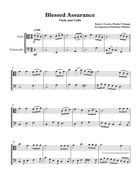 Blessed Assurance Viola-Cello Duet (arr. Abraham Maduro)