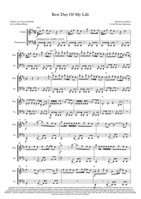 Best Day Of My Life (arr. Jose Quintana)