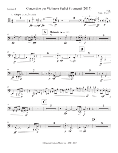 Concertino per Violino e Sedici Strumenti (2017) bassoon part 2