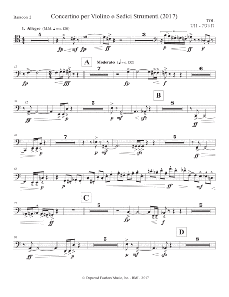 Concertino per Violino e Sedici Strumenti (2017) bassoon part 2