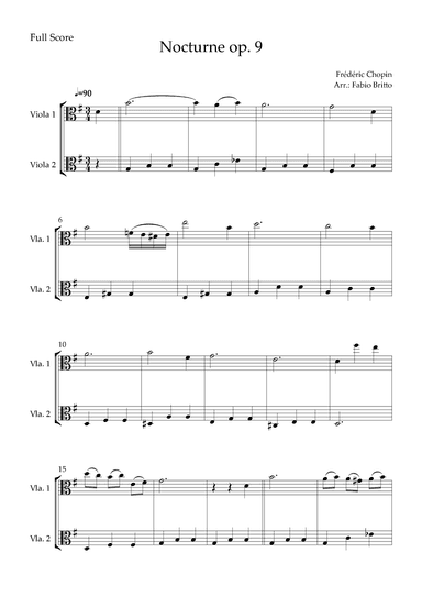 Nocturne Op.9 No. 2 (Frédéric Chopin) for Viola Duo (arr. Fabio Britto)