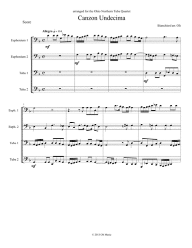 Canzon Undecima for tuba quartet (arr. Tim Olt)