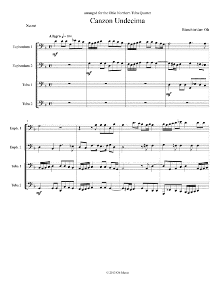 Canzon Undecima for tuba quartet (arr. Tim Olt)