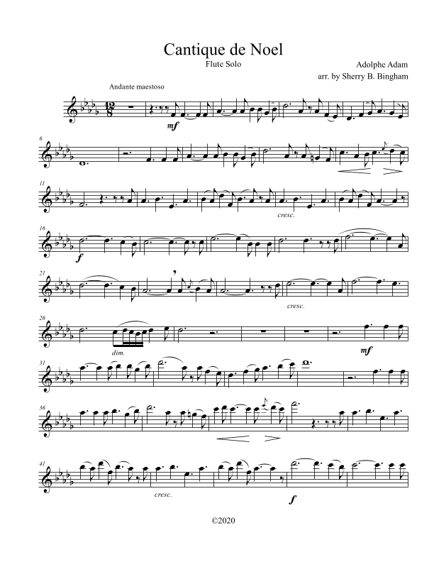 Cantique de Noel (O Holy Night) - for flute solo (arr. Sherry B. Bingham)