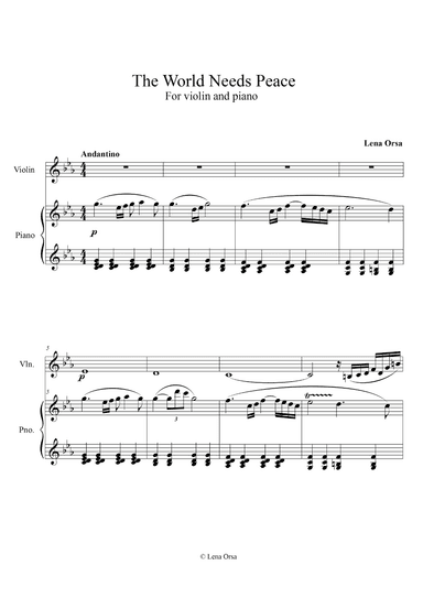The World Needs Peace for Violin and Piano