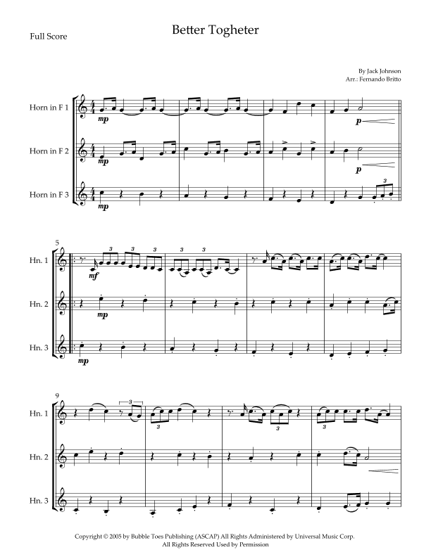 Better Together (arr. Fernando Britto)