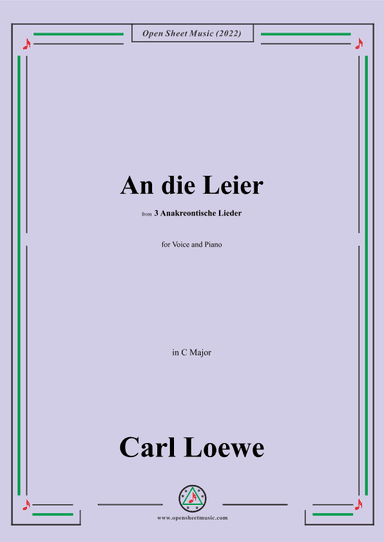 Loewe-An die Leier,in C Major,from 3 Anakreontische Lieder (arr. OSM Press)