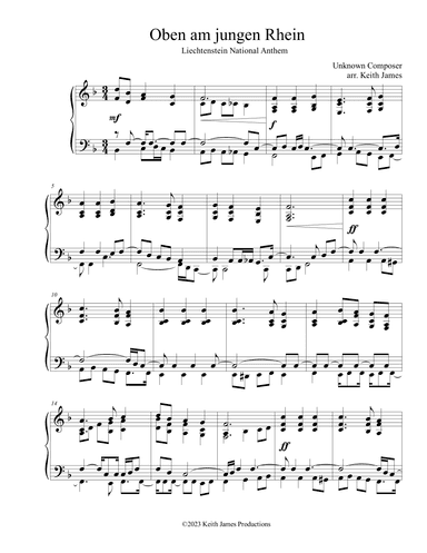 Oben am jungen Rhein (National Anthem Of Liechtenstein) (arr. Keith James)