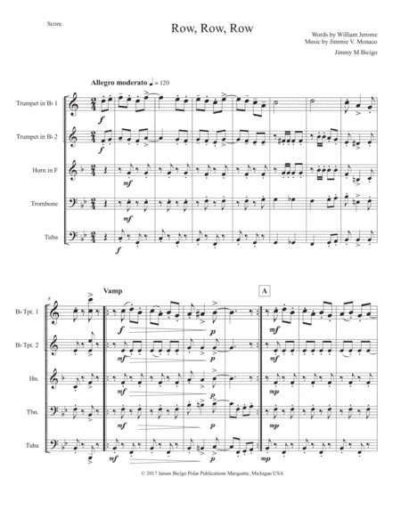 Row, Row, Rw (arr. Jim Bicigo)