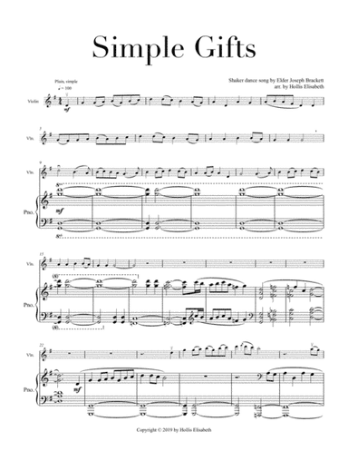Simple Gifts - Violin and Piano (arr. Hollis Elisabeth)
