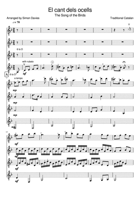 El cant dels ocells - guitar ensemble (arr. Simon Davies)