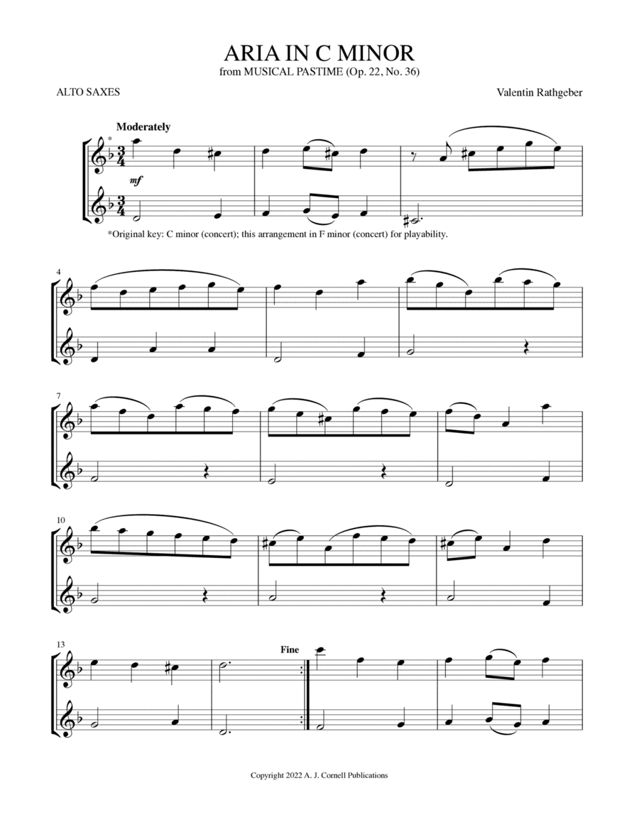 Aria in C Minor (from Musical Pastime) (arr. Mark Phillips)